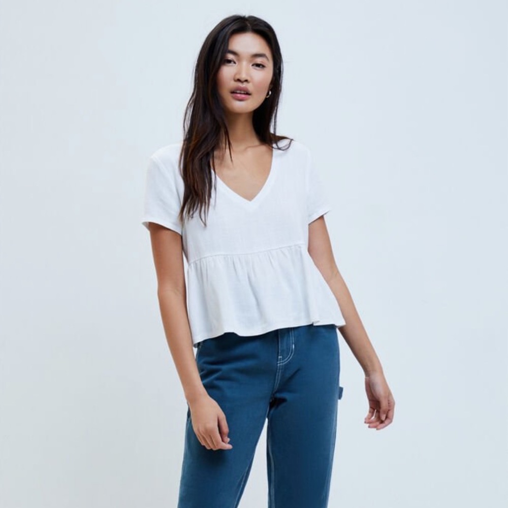 LA Hearts Linen V-Neck Babydoll Top ⭐️🤍